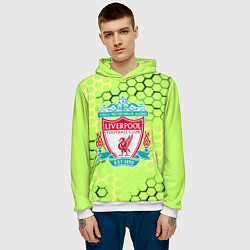 Толстовка-худи мужская Ливерпуль кислотные соты, цвет: 3D-белый — фото 2