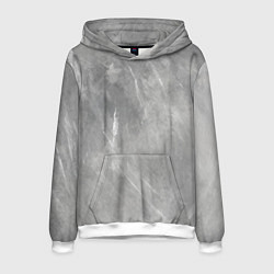Толстовка-худи мужская Абстракция - rare white strokes on gray, цвет: 3D-белый