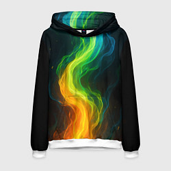 Толстовка-худи мужская Разноцветное пламя, цвет: 3D-белый