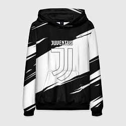 Толстовка-худи мужская Ювентус черно белые полосы, цвет: 3D-черный