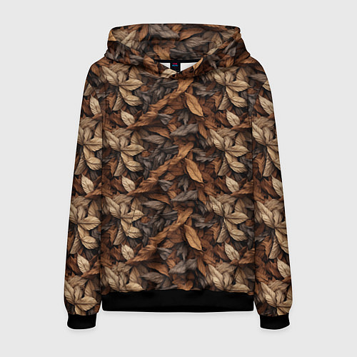 Мужская толстовка Камуфляж из осенних листьев / 3D-Черный – фото 1