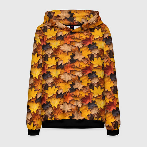 Мужская толстовка Камуфляж из кленовых листьев / 3D-Черный – фото 1