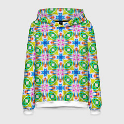 Толстовка-худи мужская Разноцветный абстрактный узор, цвет: 3D-белый