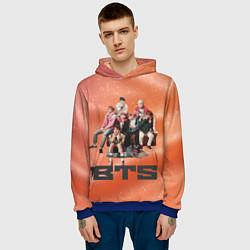 Толстовка-худи мужская BTS фотка на диване, цвет: 3D-синий — фото 2