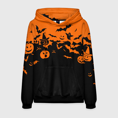 Мужская толстовка Хэллоуин тыквы и призраки / 3D-Черный – фото 1