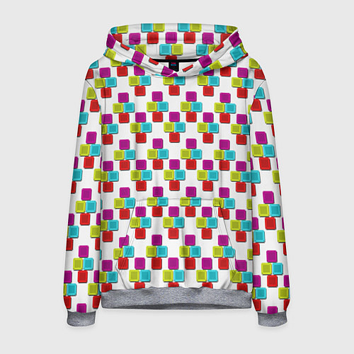 Мужская толстовка Цветные блоки на белом / 3D-Меланж – фото 1