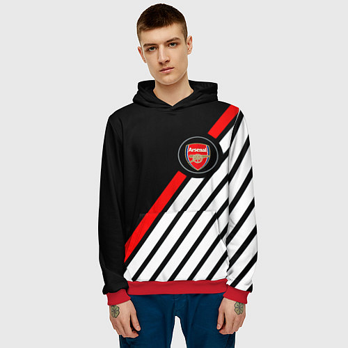 Мужская толстовка Арсенал геометрия полосы / 3D-Красный – фото 3