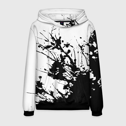 Мужская толстовка Чёрная взрывная краска на белом / 3D-Черный – фото 1