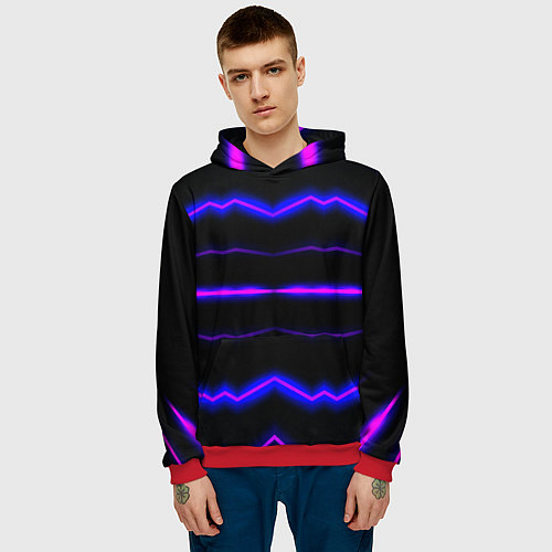 Мужская толстовка Color multicoloured neon stripes / 3D-Красный – фото 3