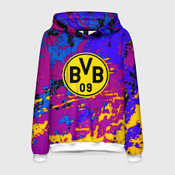 Толстовка-худи мужская Borussia абстрактные краски, цвет: 3D-белый