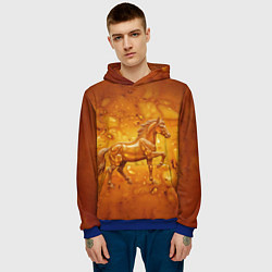 Толстовка-худи мужская Лошадь из желтого янтаря, цвет: 3D-синий — фото 2