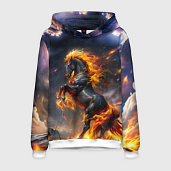 Толстовка-худи мужская Огнегривый скакун, цвет: 3D-белый