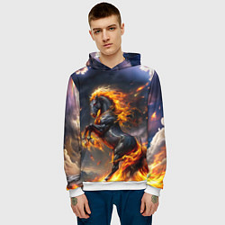 Толстовка-худи мужская Огнегривый скакун, цвет: 3D-белый — фото 2
