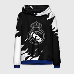 Толстовка-худи мужская Реал Мадрид белый огонь, цвет: 3D-синий