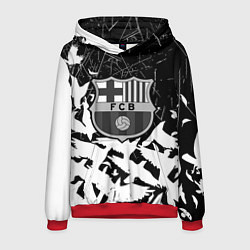 Толстовка-худи мужская Barcelona черно белые птицы, цвет: 3D-красный
