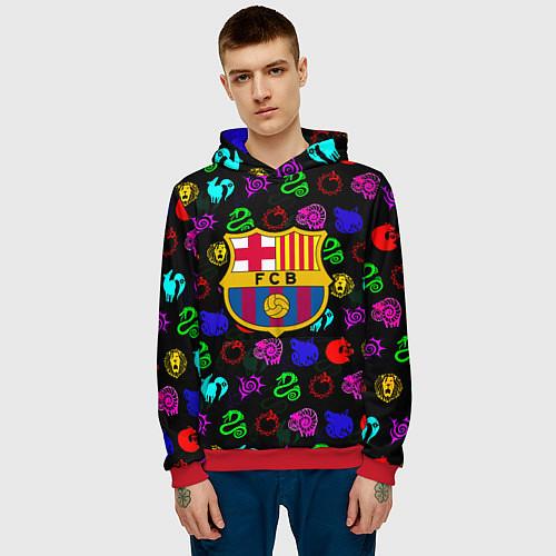 Мужская толстовка Barcelona neon games logo / 3D-Красный – фото 3
