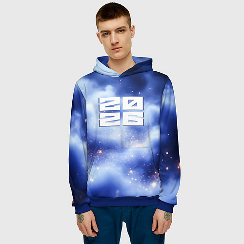 Мужская толстовка 2026 сине-голубая дымка / 3D-Синий – фото 3