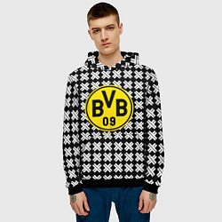 Толстовка-худи мужская Borussia pattern geometry, цвет: 3D-черный — фото 2