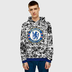 Толстовка-худи мужская Челси штрихи красок, цвет: 3D-синий — фото 2