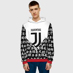 Толстовка-худи мужская Juventus символы китайские, цвет: 3D-красный — фото 2