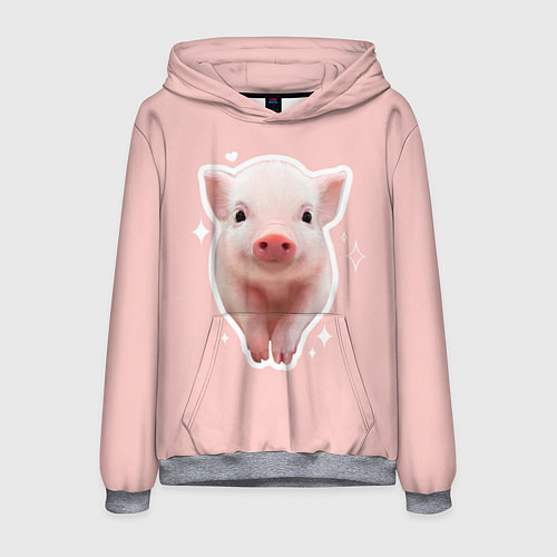 Мужская толстовка Поросенок с розовым пятачком / 3D-Меланж – фото 1