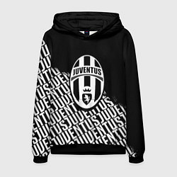 Толстовка-худи мужская Ювентус надписи лого, цвет: 3D-черный