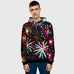 Толстовка-худи мужская Абстракция с салютами, цвет: 3D-черный — фото 2