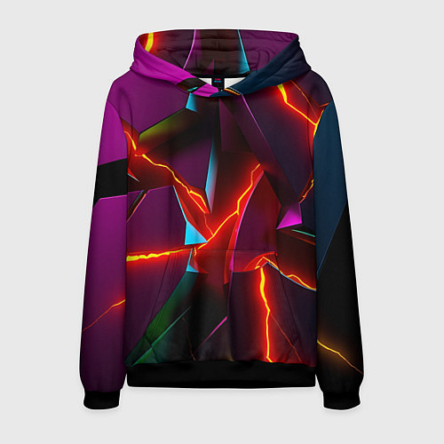 Мужская толстовка Fractures multicolored tiles / 3D-Черный – фото 1