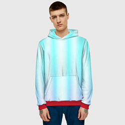 Толстовка-худи мужская Neon white blue lines, цвет: 3D-красный — фото 2