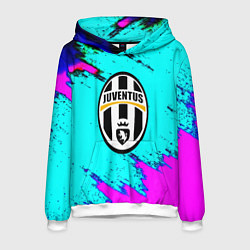 Толстовка-худи мужская Juventus неоновые краски, цвет: 3D-белый