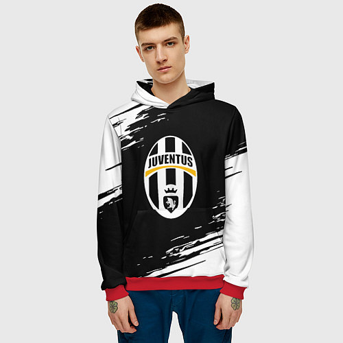 Мужская толстовка Juventus краски штрихи текстура / 3D-Красный – фото 3
