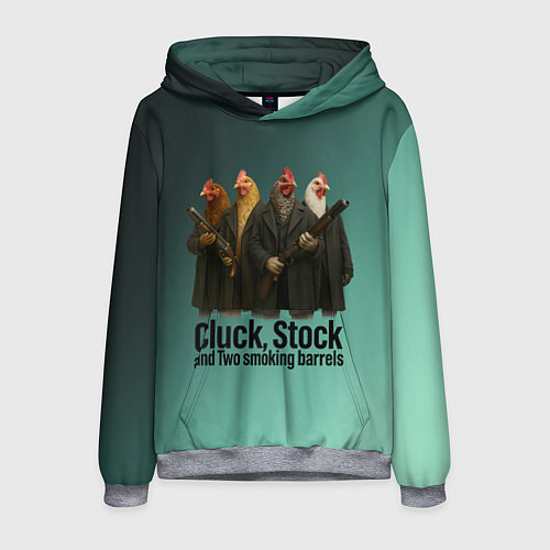 Мужская толстовка Петухи - карты деньги два ствола / 3D-Меланж – фото 1
