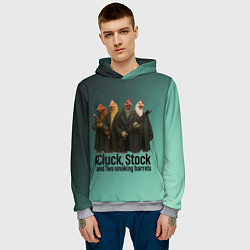 Толстовка-худи мужская Петухи - карты деньги два ствола, цвет: 3D-меланж — фото 2