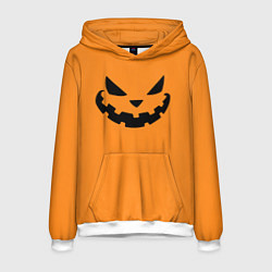 Толстовка-худи мужская Тыква рожица на Хэллоуин, цвет: 3D-белый