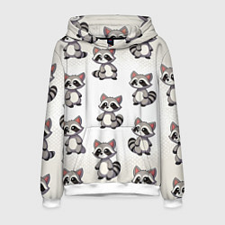Толстовка-худи мужская Много енотов, цвет: 3D-белый