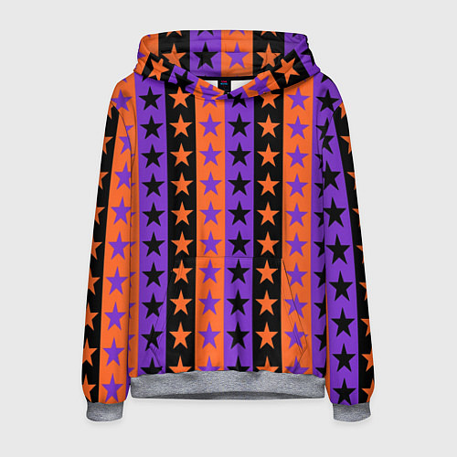 Мужская толстовка Звёзды Хэллоуина паттерн полосатый / 3D-Меланж – фото 1
