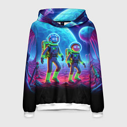 Толстовка-худи мужская Рик и Морти на сказочной неоновой планете, цвет: 3D-белый