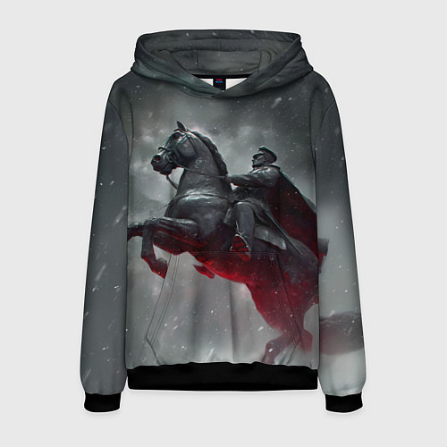 Мужская толстовка Всадник в плаще на коне / 3D-Черный – фото 1