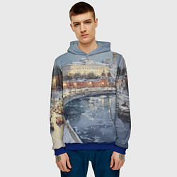 Толстовка-худи мужская Новогодние праздники в Москве, цвет: 3D-синий — фото 2