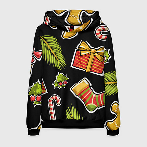 Мужская толстовка Рождественский вайб / 3D-Черный – фото 1