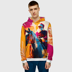 Толстовка-худи мужская Дед Мороз на коне, цвет: 3D-белый — фото 2