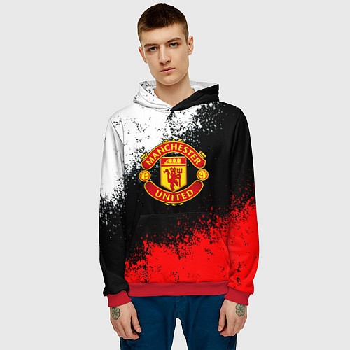 Мужская толстовка Манчестер Юнайтед краски всплеск / 3D-Красный – фото 3