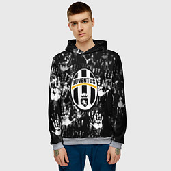 Толстовка-худи мужская Ювентус текстура руки краски, цвет: 3D-меланж — фото 2