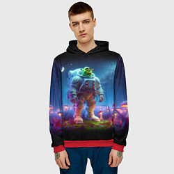 Толстовка-худи мужская Шрек бравый космонавт - неоновое свечение, цвет: 3D-красный — фото 2