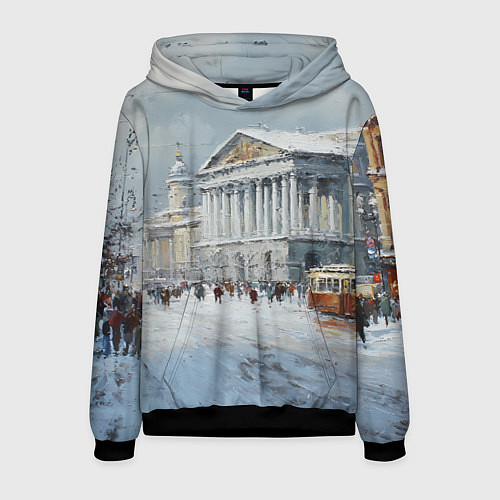 Мужская толстовка Зимний Питер красками / 3D-Черный – фото 1