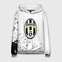 Толстовка-худи мужская Ювентус черные краски всплеск, цвет: 3D-меланж