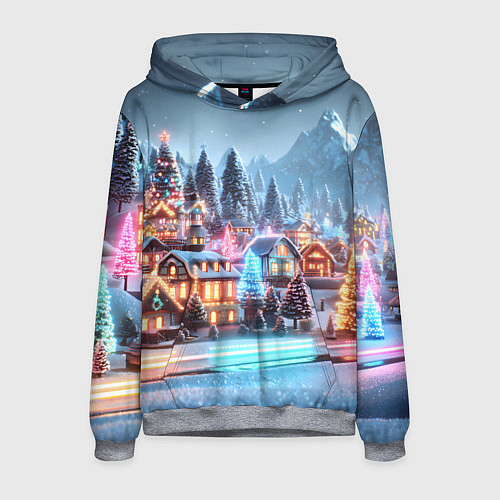 Мужская толстовка Городок в новогодних огоньках / 3D-Меланж – фото 1