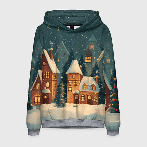 Мужская толстовка Сказочный Новогодний городок / 3D-Меланж – фото 1