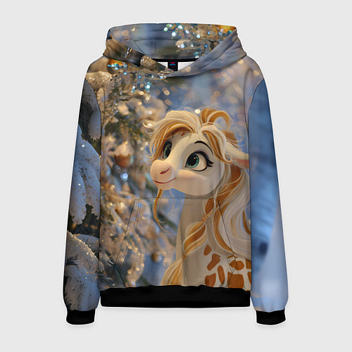 Мужская толстовка Новогодняя лошадка в крапинку / 3D-Черный – фото 1