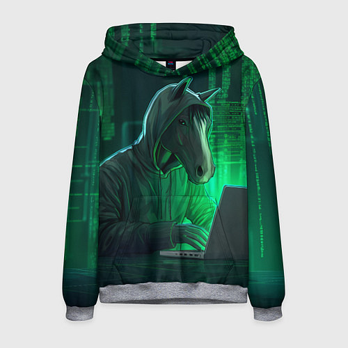 Мужская толстовка Конь хакер / 3D-Меланж – фото 1